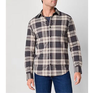 Men's mutual weave, cotton, button-down poplin, plaid shirt, size large